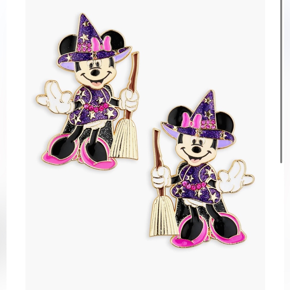 Disney X Baublebar Halloween Minnie Mouse Wearing Purple Witch Dangling Earrings